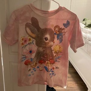 vintage cottagecore rabbit mushroom forest t-shirt